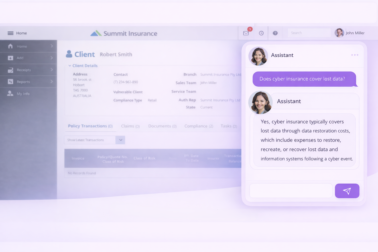 Broker workflow with InsurAI assistant